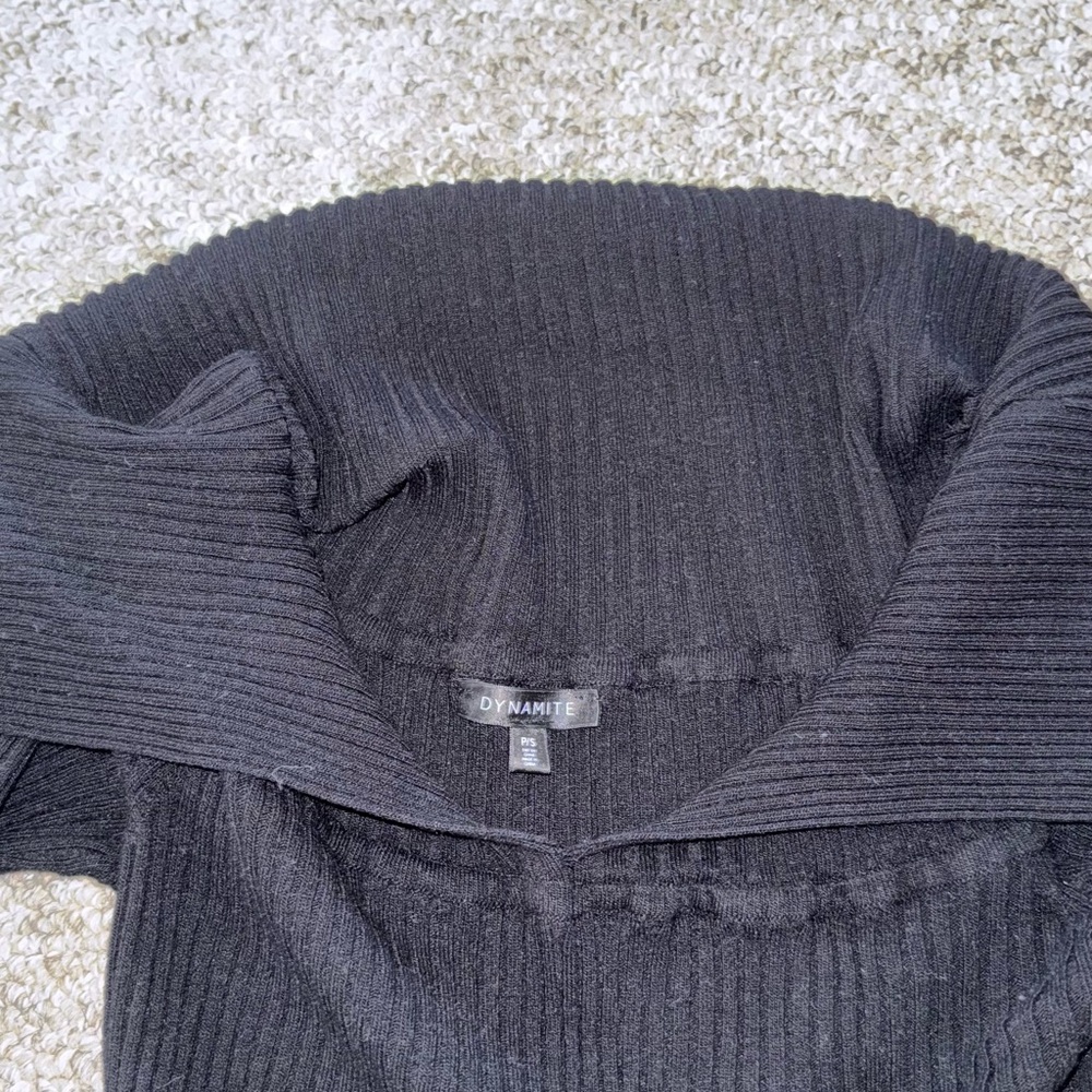 Dynamite Black Ribbed Off the Shoulder Sweater